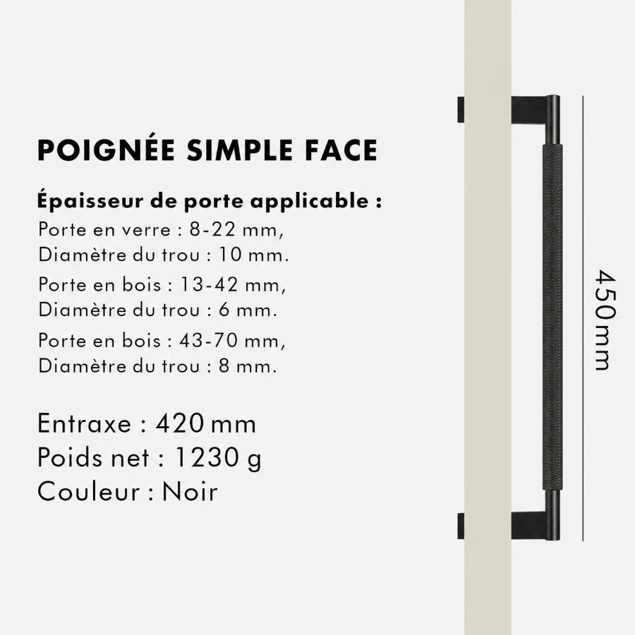 Poignée de Tirage Moletée Noire – Design Contemporain