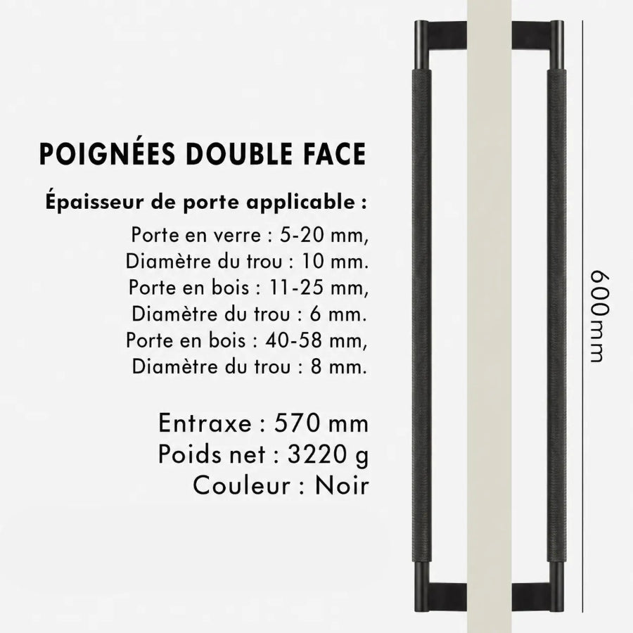 Poignée de Tirage Moletée Noire – Design Contemporain