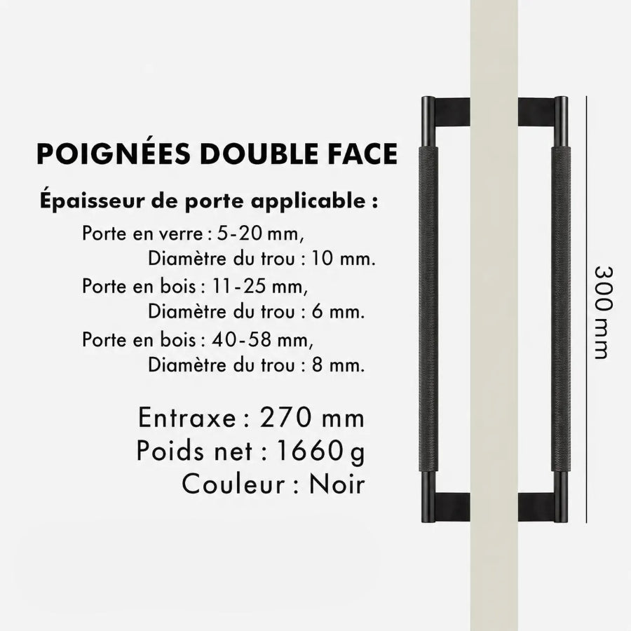Poignée de Tirage Moletée Noire – Design Contemporain