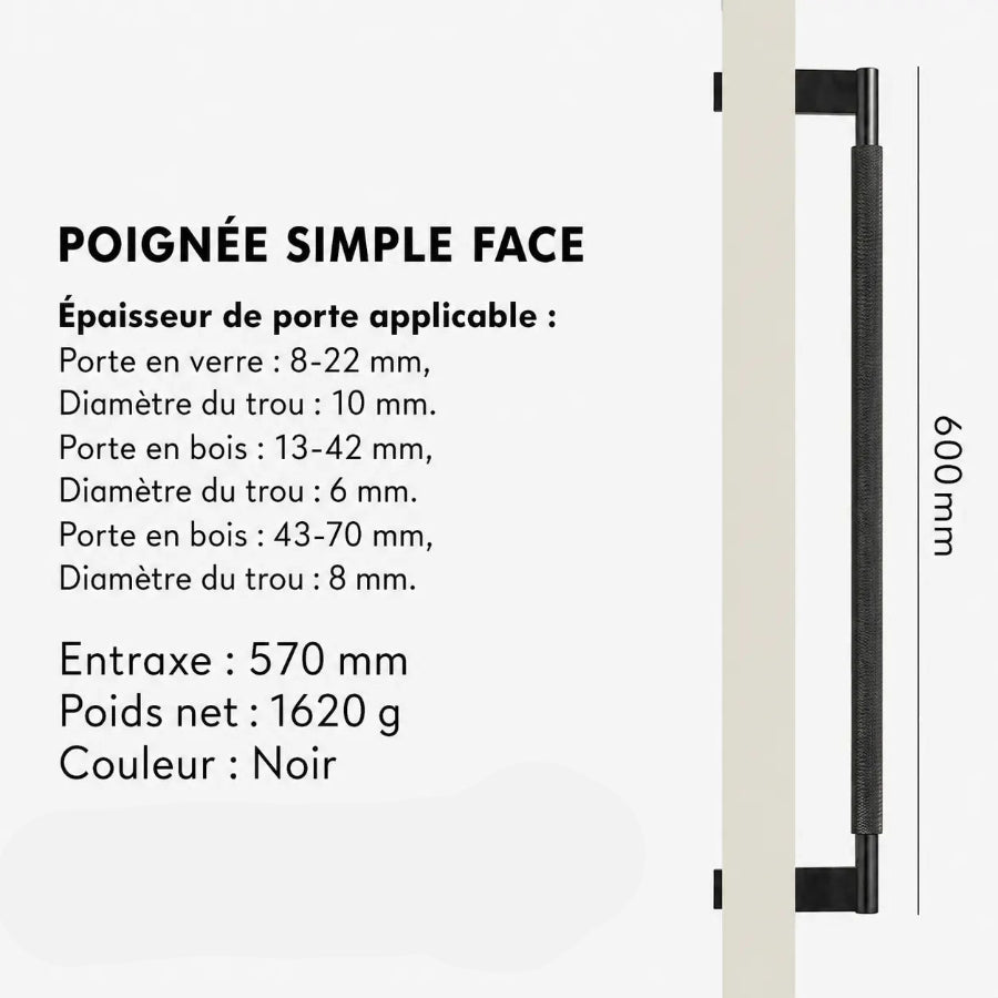 Poignée de Tirage Moletée Noire – Design Contemporain