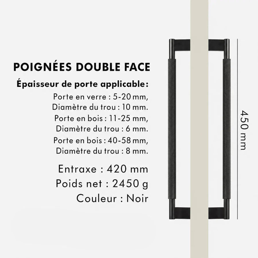 Poignée de Tirage Moletée Noire – Design Contemporain