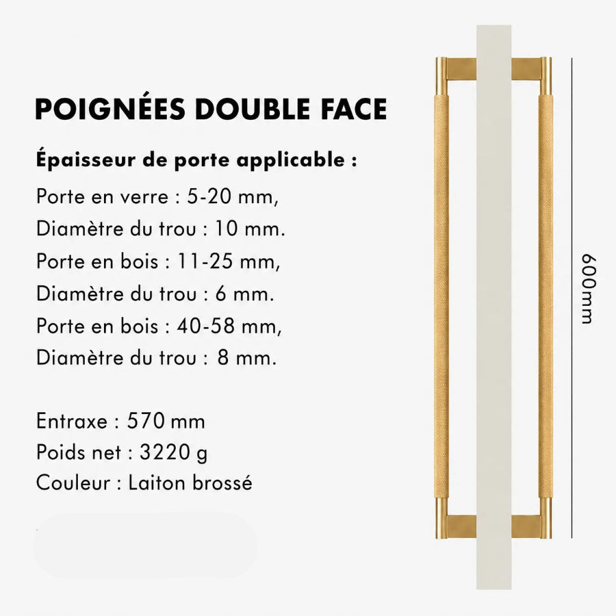 Poignée de Tirage Moletée Or Brossé – Design Contemporain