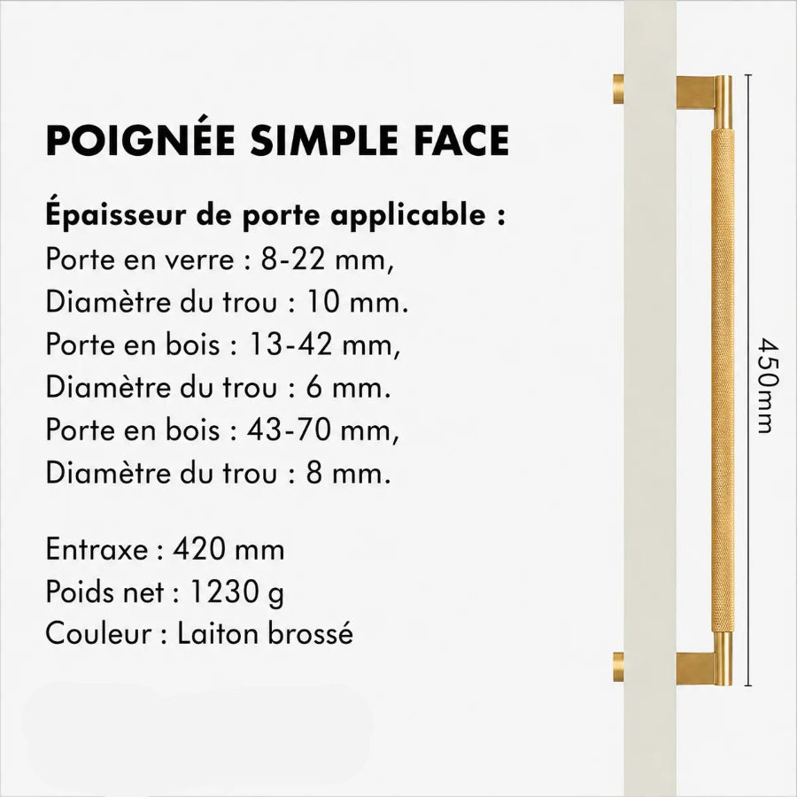 Poignée de Tirage Moletée Or Brossé – Design Contemporain