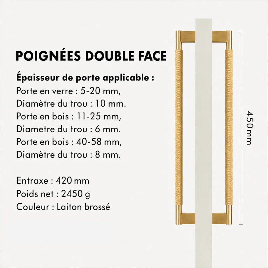 Poignée de Tirage Moletée Or Brossé – Design Contemporain