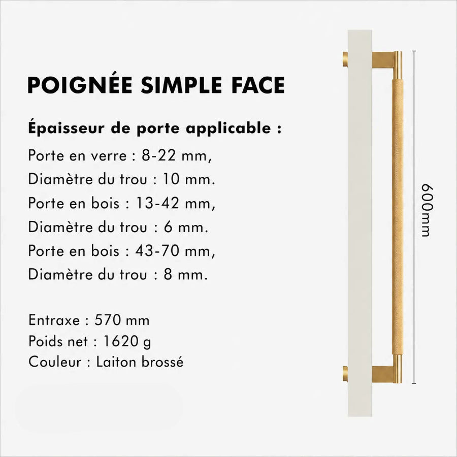 Poignée de Tirage Moletée Or Brossé – Design Contemporain