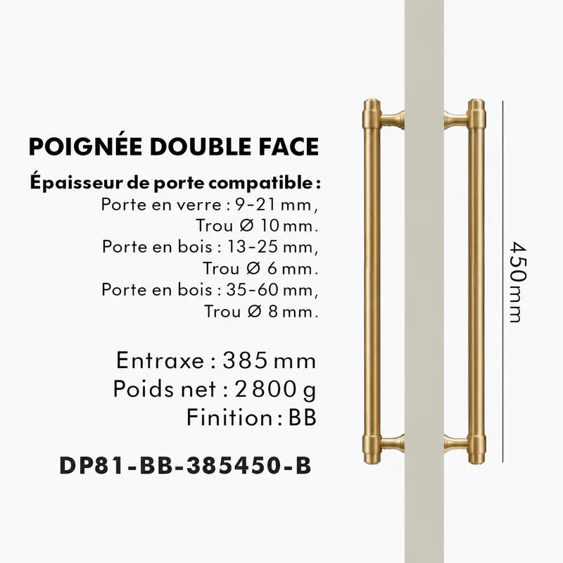 Poignée de Tirage en Laiton brossé style comtemporain