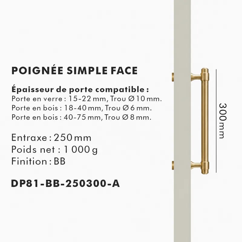 Poignée de Tirage en Laiton brossé style comtemporain