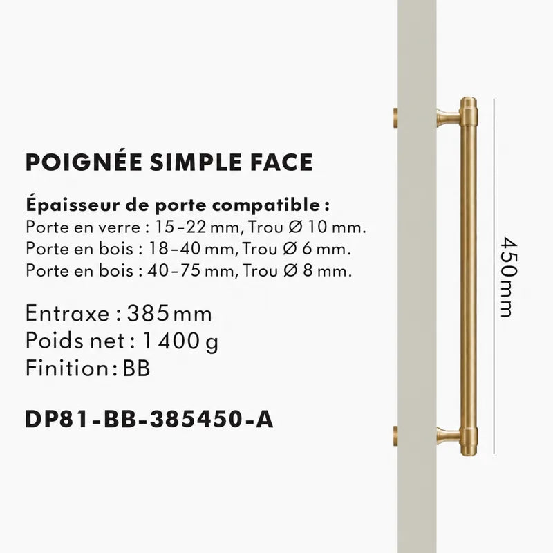 Poignée de Tirage en Laiton brossé style comtemporain