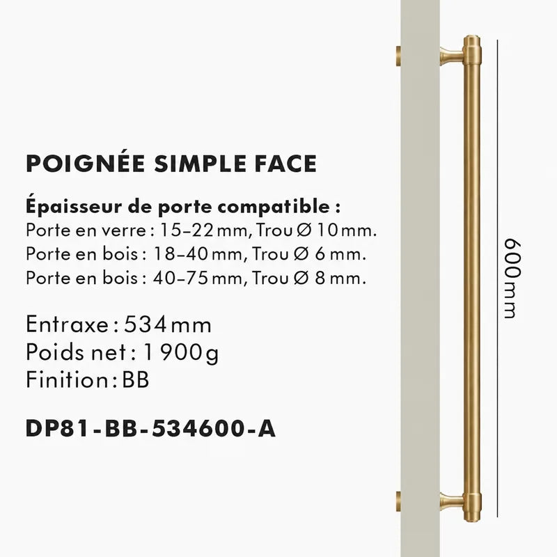 Poignée de Tirage en Laiton brossé style comtemporain