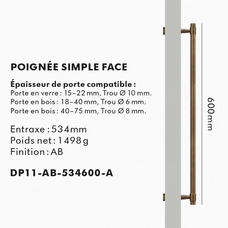 Poignée de Tirage en laiton Massif style Bronze