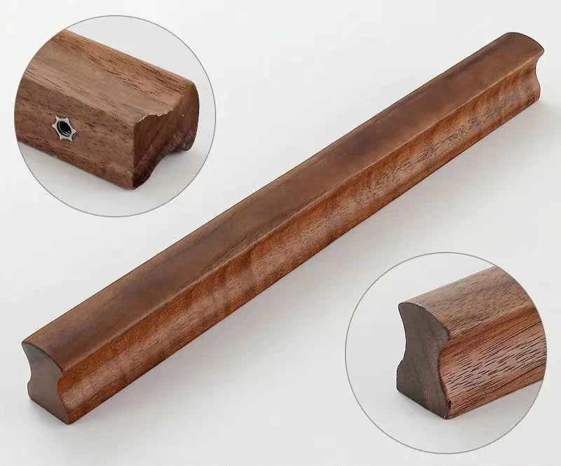 Poignée de tiroir de meuble en bois de noyer