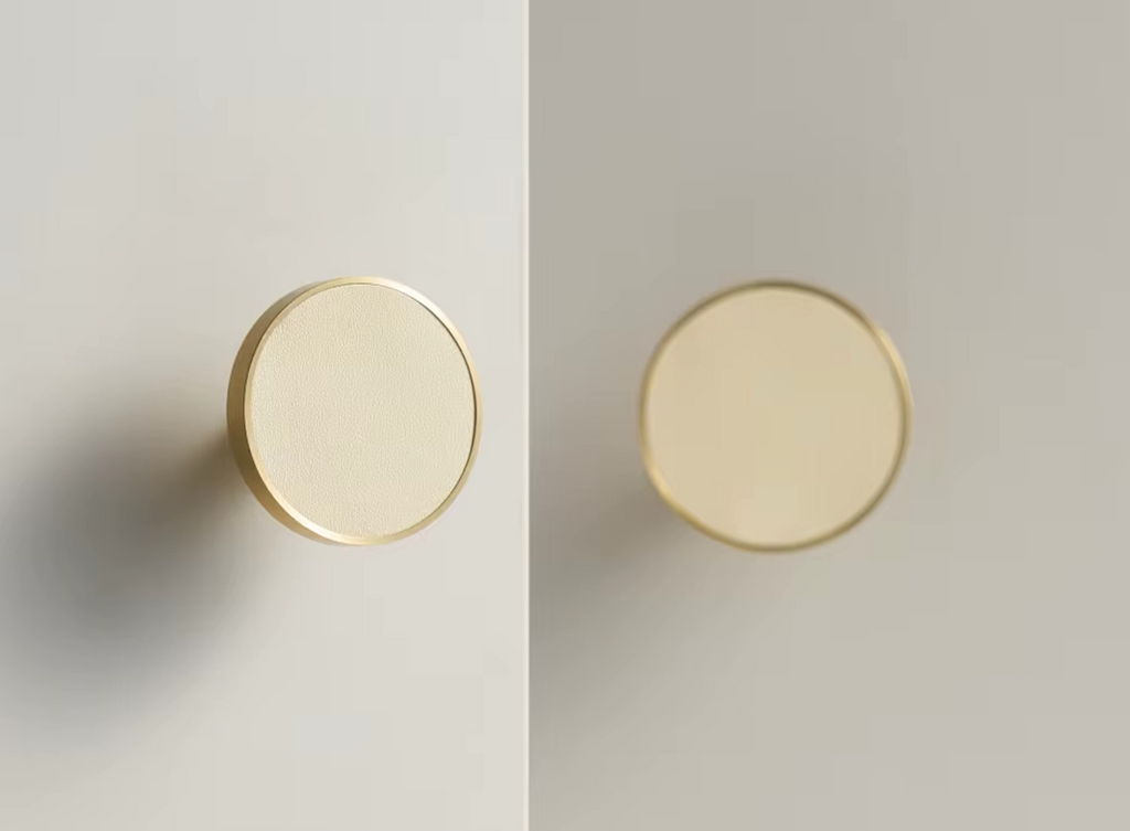 Poignée de meuble laiton et crème