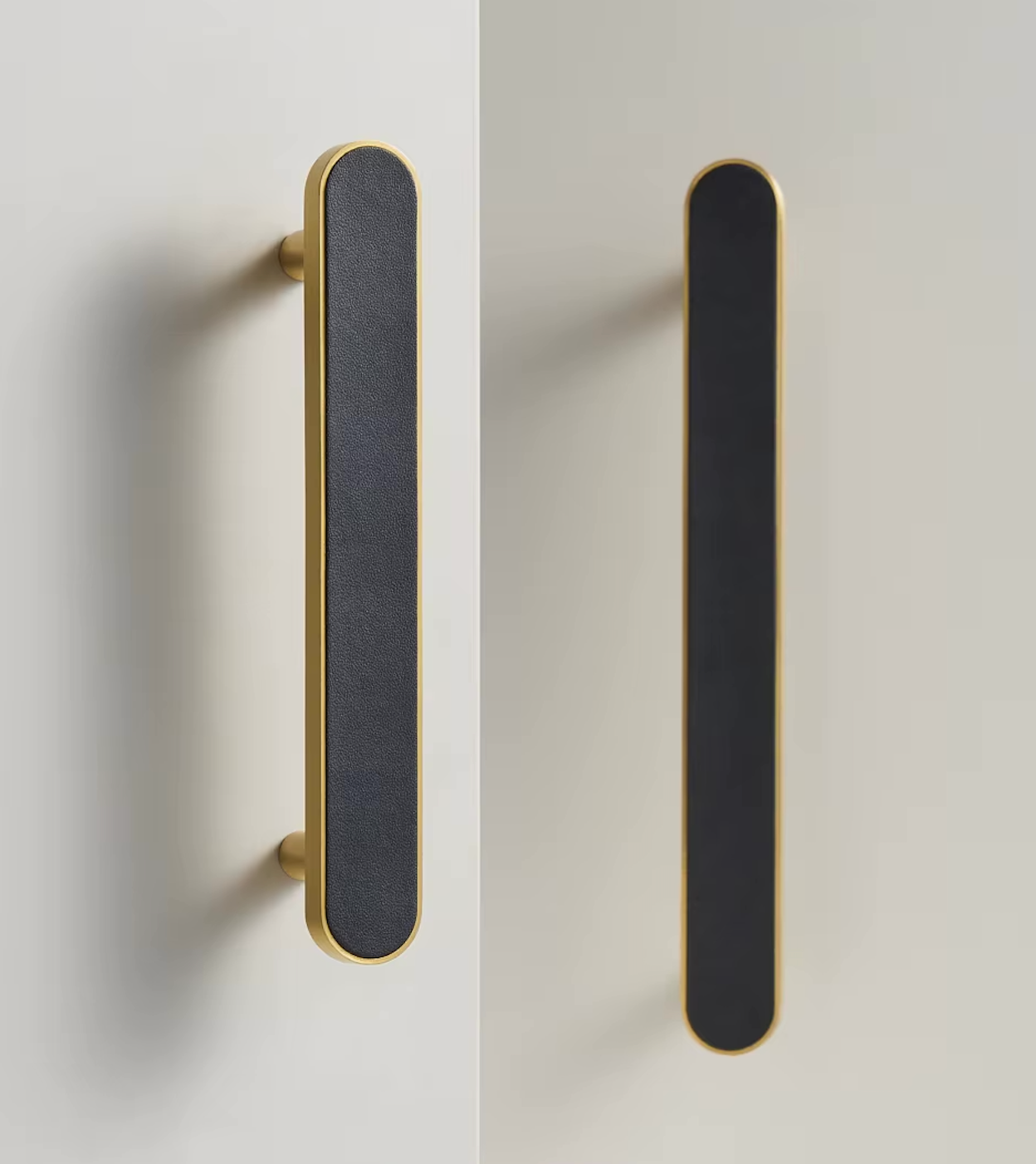 Brass and black furniture handle