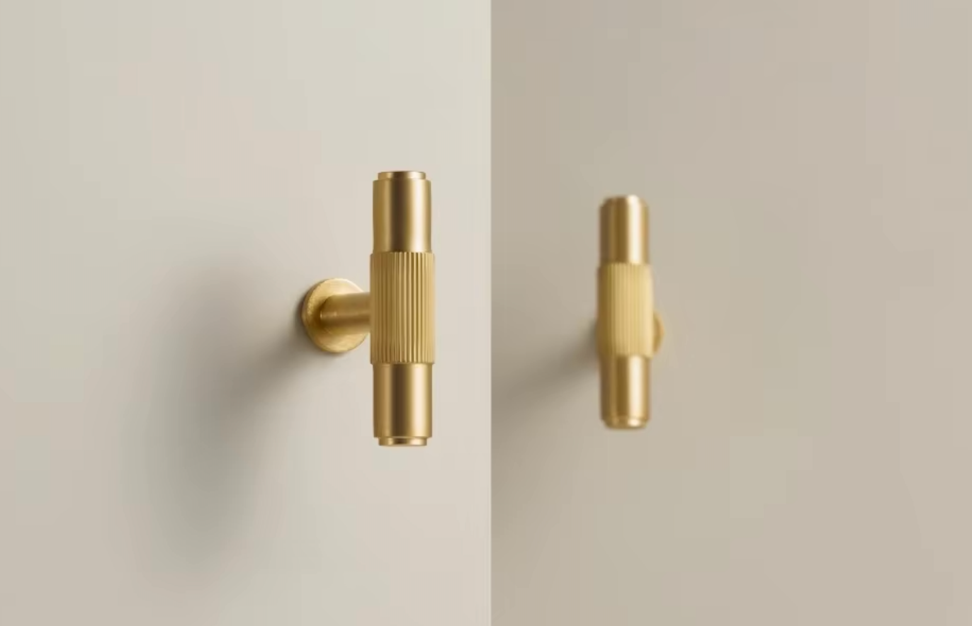 Brushed gold furniture handle
