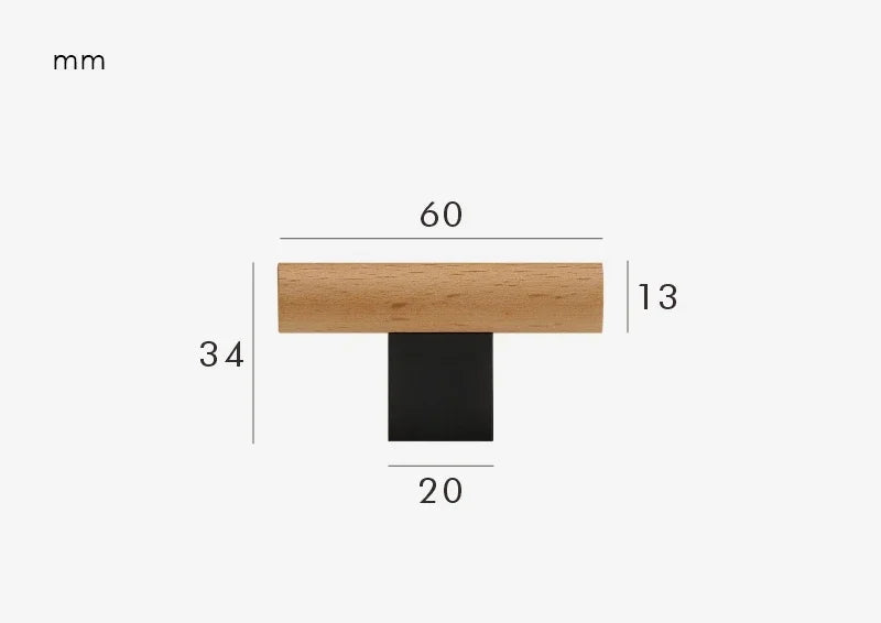 Poignée de meuble bois & laiton noir