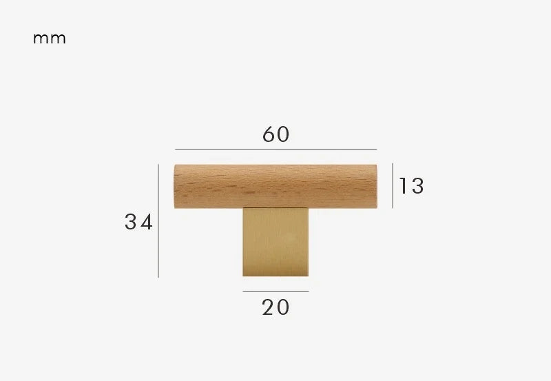 Poignée de meuble en bois & or brossé