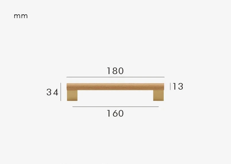 Poignée de meuble en bois & or brossé