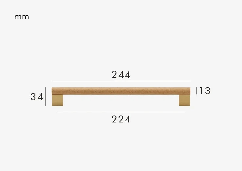 Poignée de meuble en bois & or brossé
