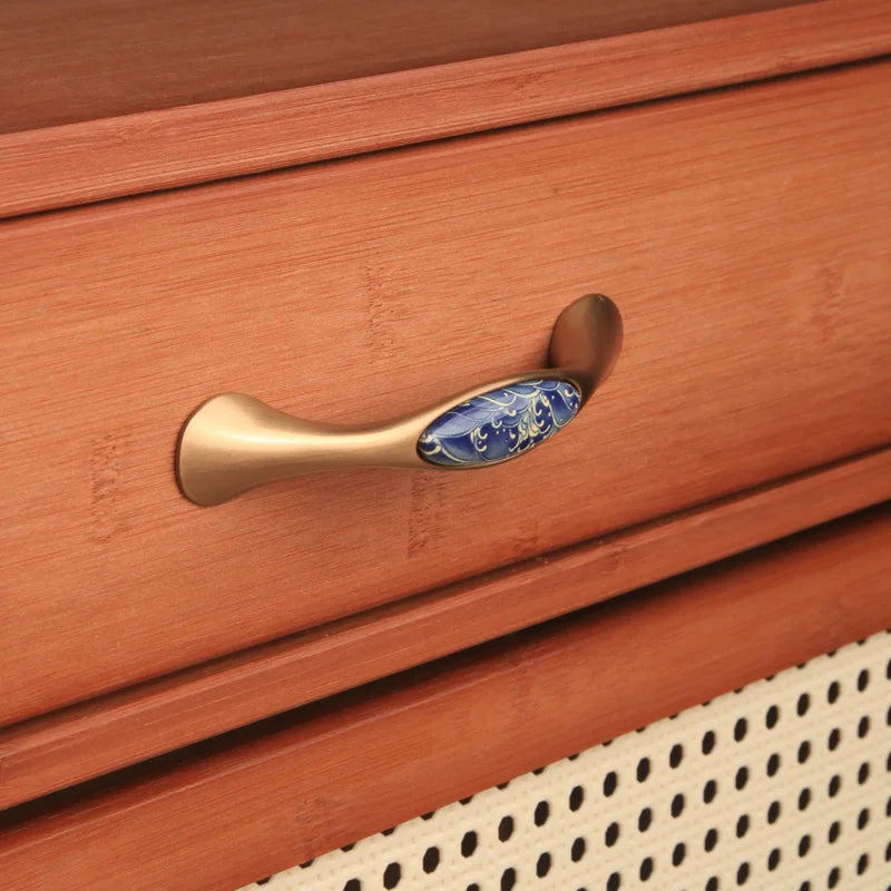 Poignée de meuble en céramique bleue