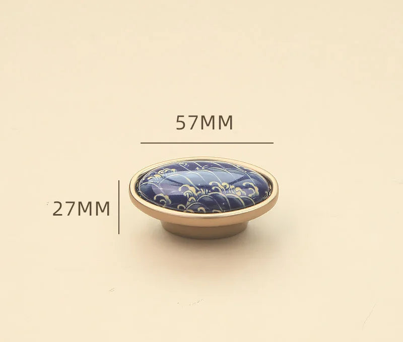 Poignée de meuble en céramique bleue