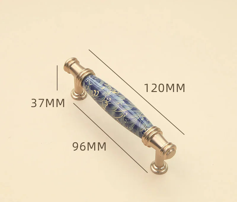 Blue ceramic furniture handle