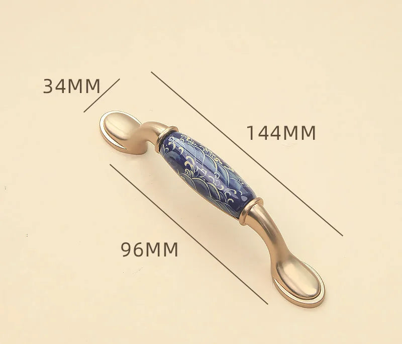 Blue ceramic furniture handle