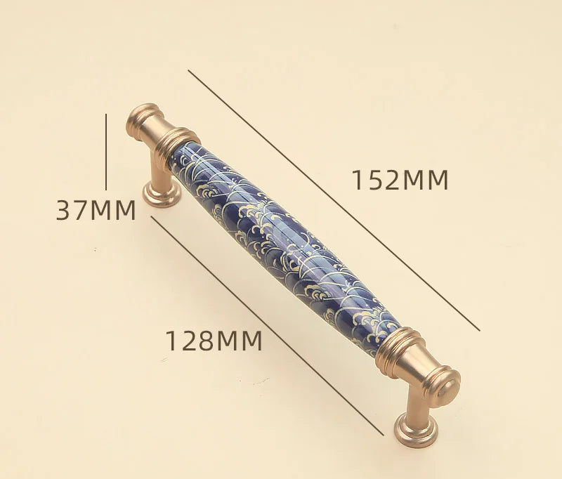 Blue ceramic furniture handle