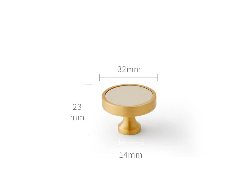 Poignée de meuble en cuir beige et laiton or brossé