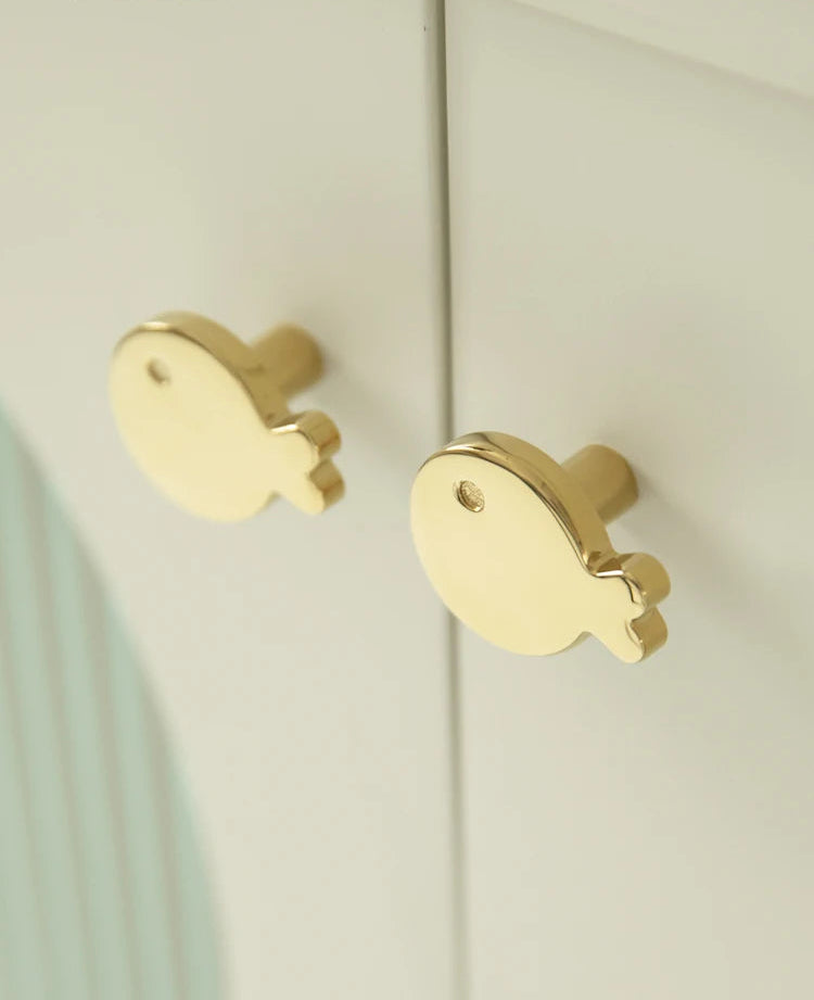 Poignée de meuble poisson Or brillant