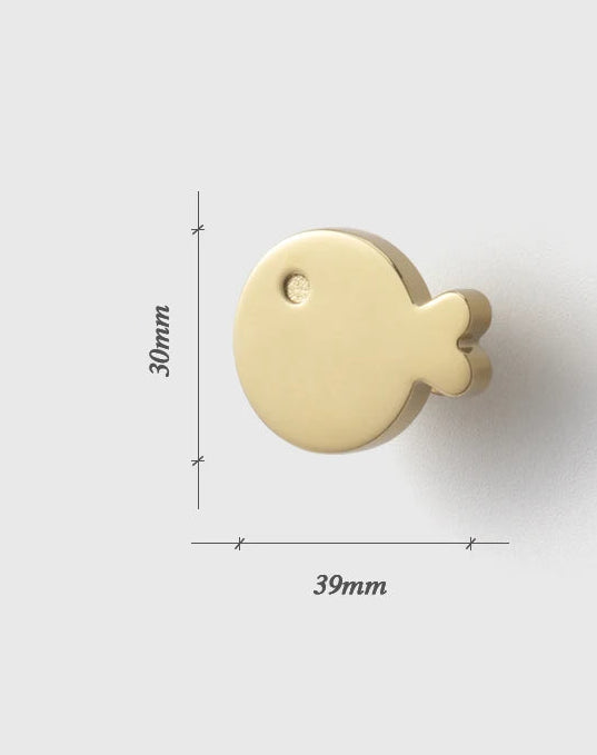 Poignée de meuble poisson Or brillant