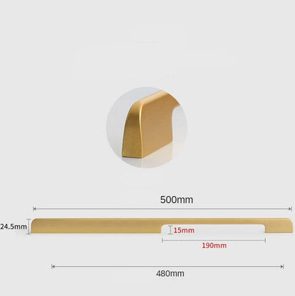 Rectangular furniture handle Brushed gold