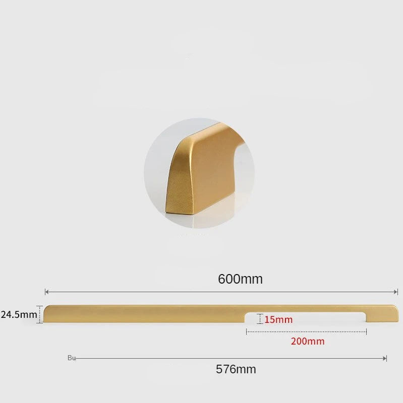Rectangular furniture handle Brushed gold