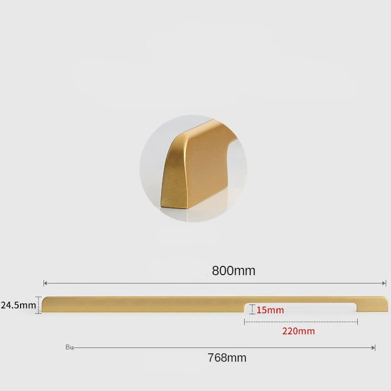 Rectangular furniture handle Brushed gold