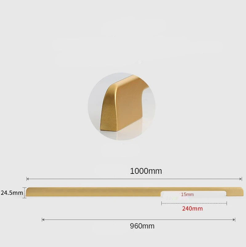 Rectangular furniture handle Brushed gold