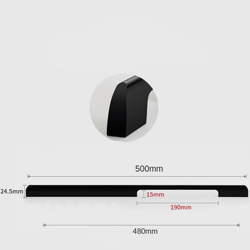 Black rectangular furniture handle