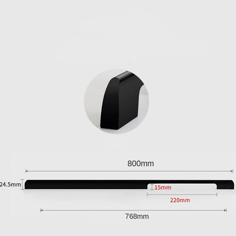 Black rectangular furniture handle