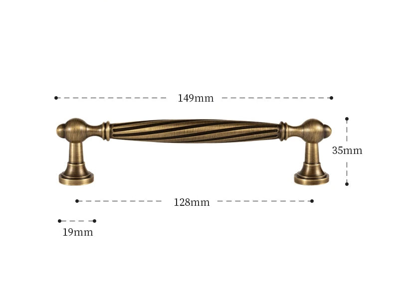 Poignée de meuble torsadée en laiton, effet bronze