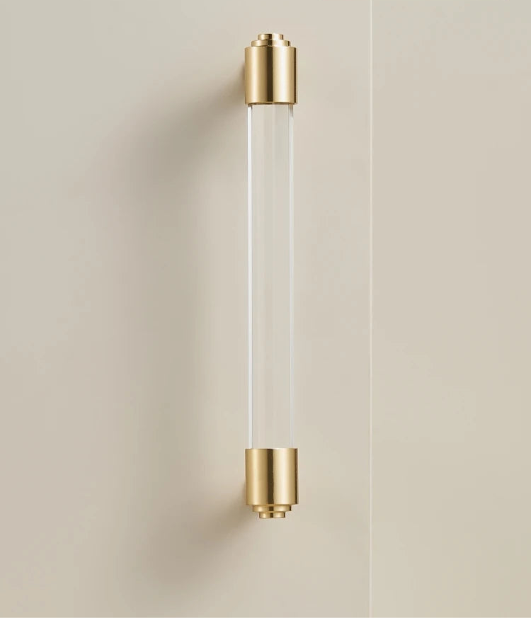 Poignée de meuble transparente extrémité Or brossé