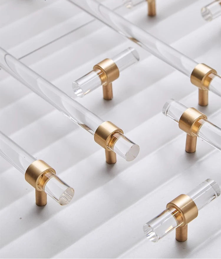 Clear and brushed gold furniture handle