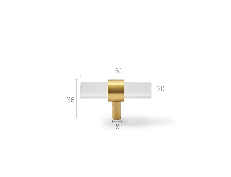 Clear and brushed gold furniture handle