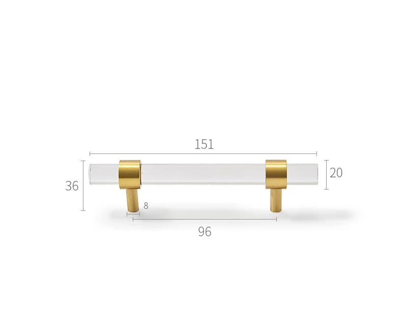 Clear and brushed gold furniture handle