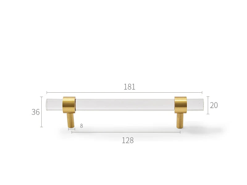 Clear and brushed gold furniture handle