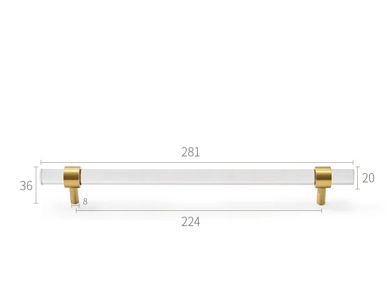 Poignée de meuble transparente et or brossé