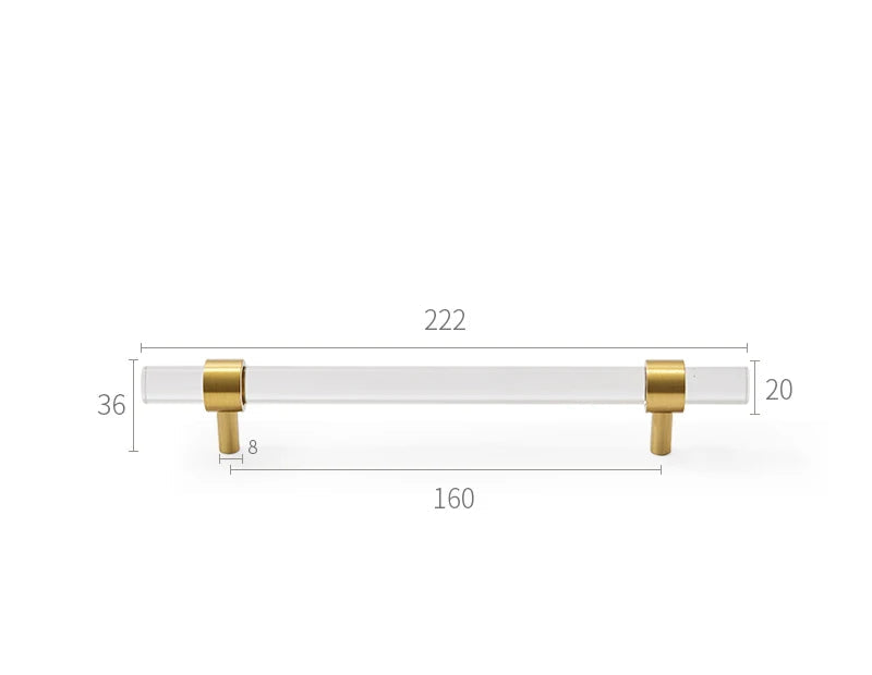 Clear and brushed gold furniture handle