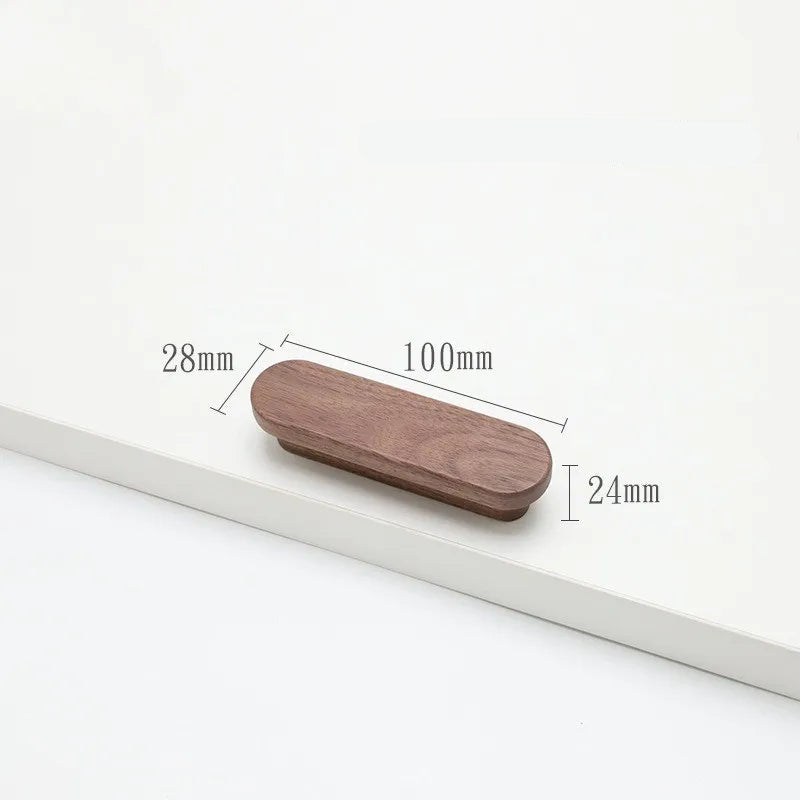 Poignée de meuble ultra plate en bois couleur noyer