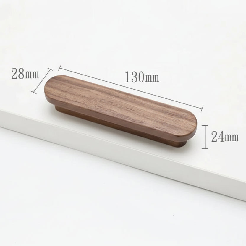 Poignée de meuble ultra plate en bois couleur noyer