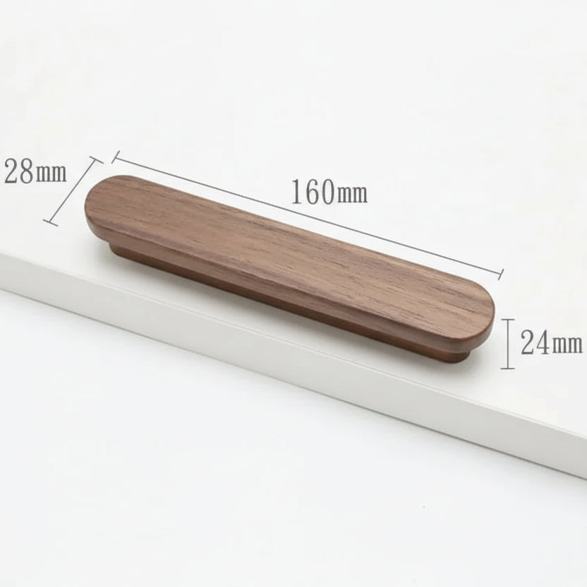 Poignée de meuble ultra plate en bois couleur noyer