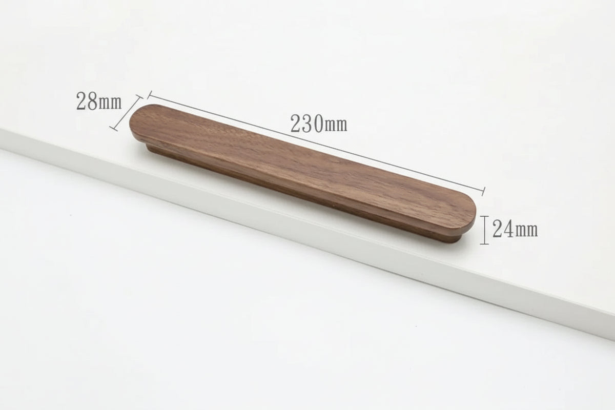Poignée de meuble ultra plate en bois couleur noyer