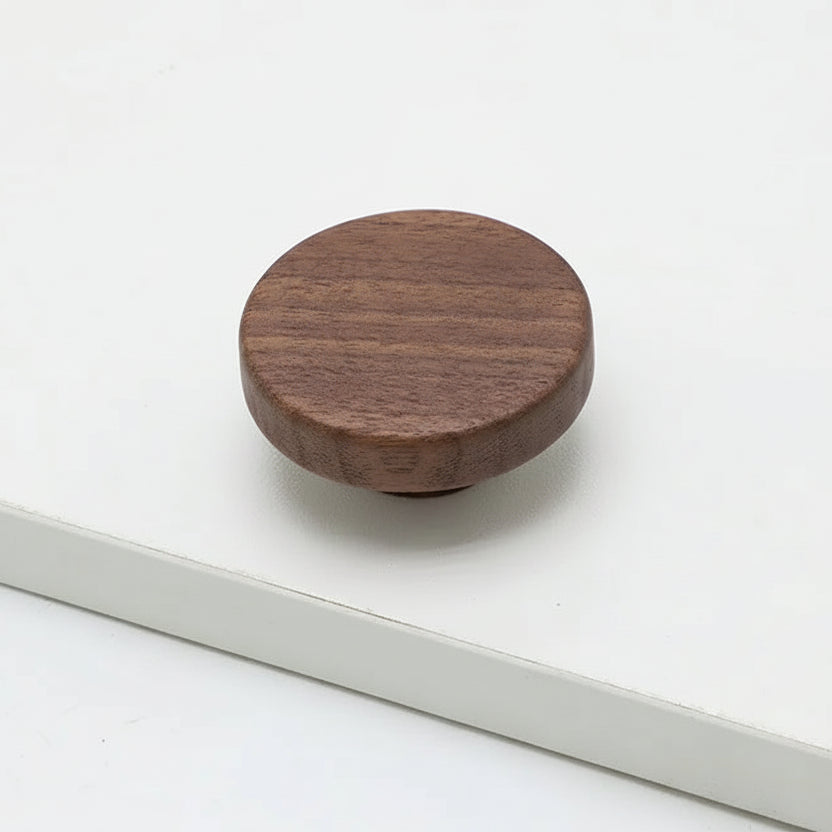 Poignée de meuble ultra plate en bois couleur noyer