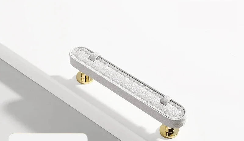 Poignée de porte meuble tiroir en cuir blanc